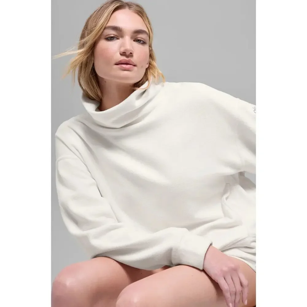 NWT Alo Yoga Polar Fleece Hazy Pullover Sweatshirt Sports Athleisure Size Large
